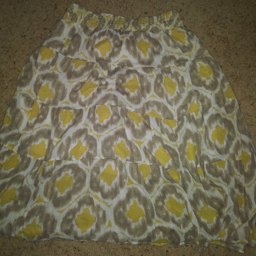 Old Navy Long Yellow & Gray Skirt